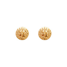 14K Real Yellow Gold Diamond Cut Curved Ball Stud Earrings 7mm 9mm