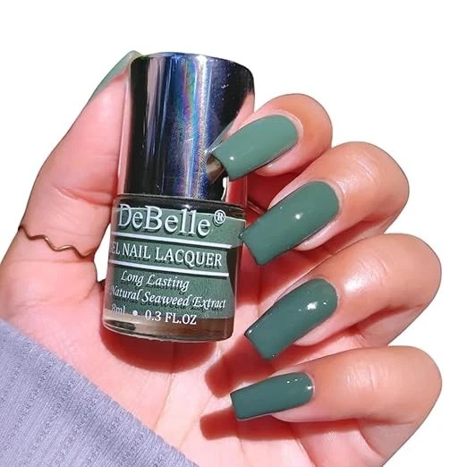 DeBelle Gel Creme Finish Nail Polish Green Olivia (Dark Olive Green) 8 Ml - Enri