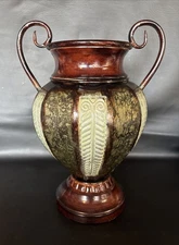 Elegant Expressions Tuscan Vase 14" Brown Gold Metal Roman w/Handles Greek