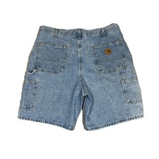 90s Carhartt Denim Shorts B29 STW Carpenter Jorts Jean Sz 38 Y2k Vtg Blue Mens