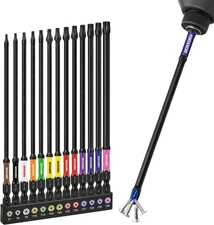 13Pcs Torx Screwdriver Bits Set, 6”Double Impact Magnetic S2 Steel Long Extens