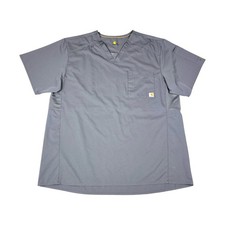 Carhartt Scrub Top Men's XL C15106 Force Modern Fit Twill Chest Pocket Dk Pewter