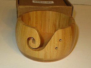 Wooden Bamboo Knitting Yarn Ball Bowl-Unused-Lot #3