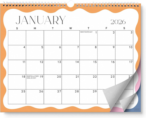S&amp;O Modern Wavy Wall Calendar from January 2026-June 2027 - Tear-Off ...