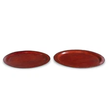 Hudson Leather Round Trays Decorative Serving Organizer Home Accent Set of 2
