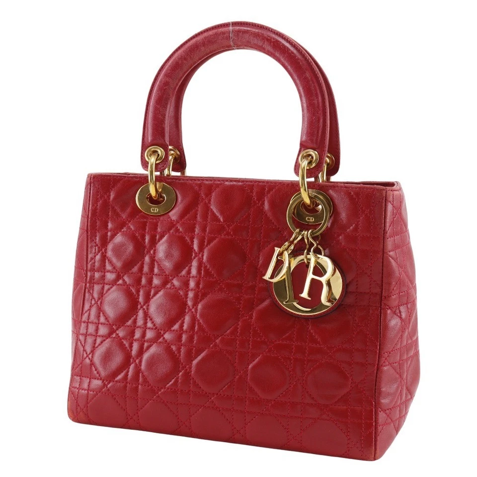 Dior Lady Dior Handbag Canage Red Calfskin Women - Image 2 of 4