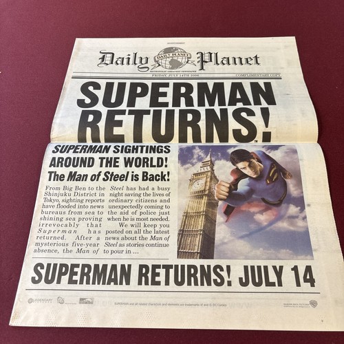 Superman Returns Memorabilia Newspaper Promotional