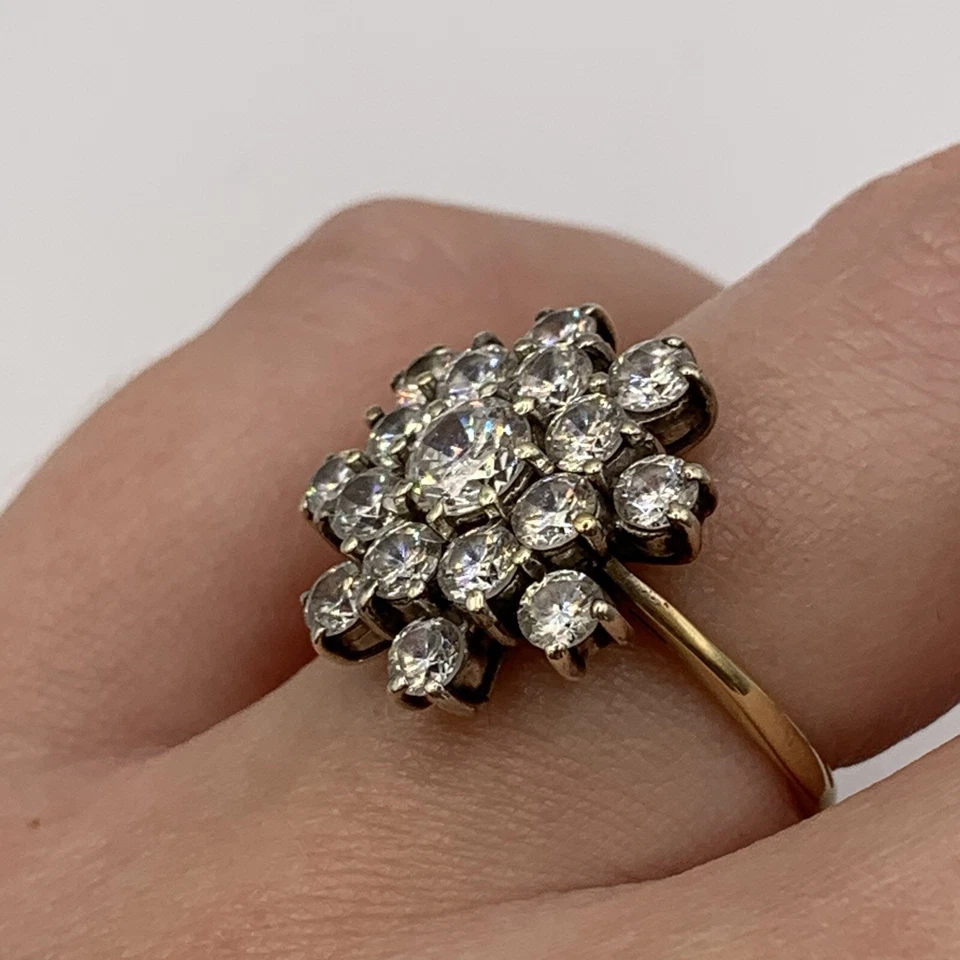 9 ct Gold Ring Diamonique Ornate Cluster - Size L - Image 3 of 4