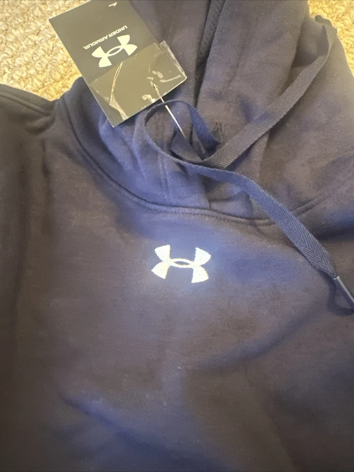 Sudadera con capucha para mujer Under Armour Hustle azul marino | BLANCA polar pequeña nueva Foto 4 de 4