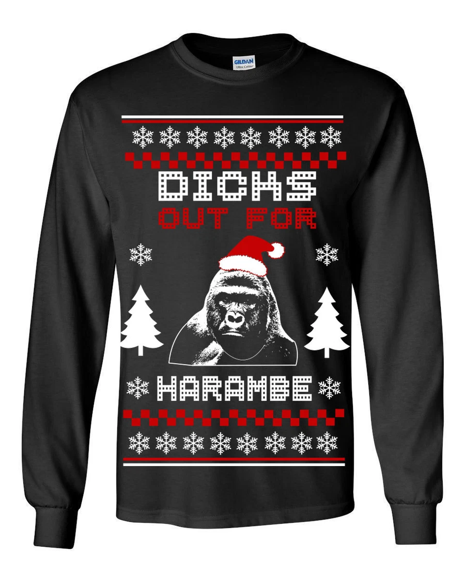 550 Harambe Ugly Christmas Sweater Long Sleeve Shirt party dicks out gorilla