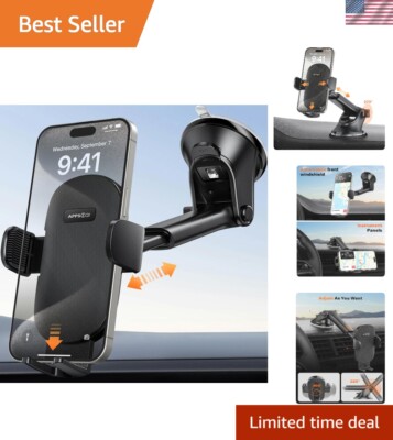 Flexible Car Phone Holder - Easy One-Handed Operation with Quick Release Button