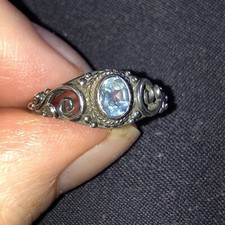 Sterling Silver 925 Aquamarine or Blue Topaz ring sz 7