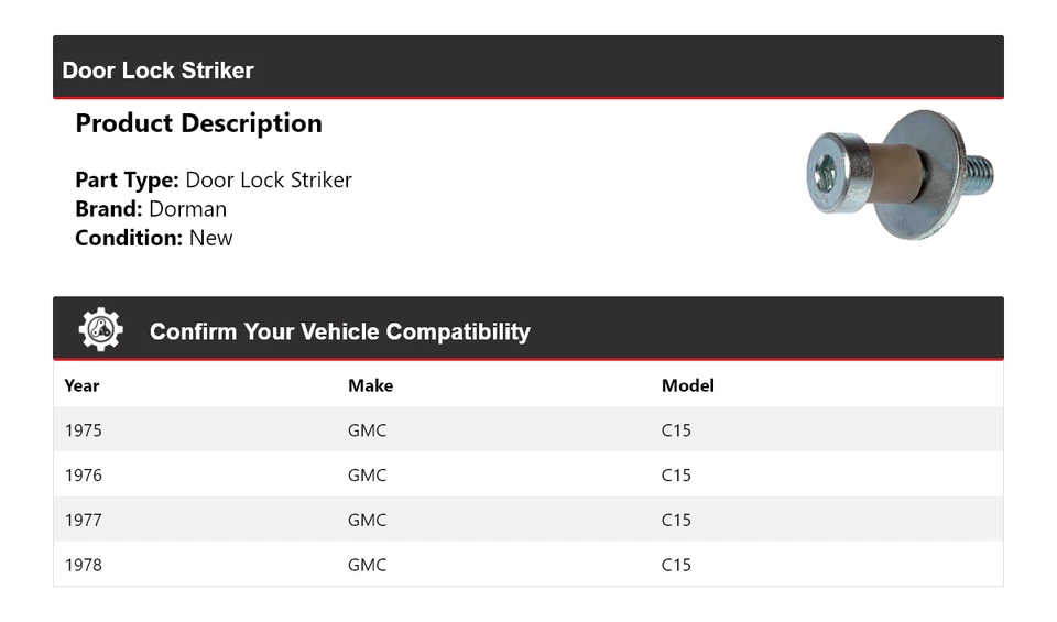 For 1975-1978 GMC C15 Dorman Door Lock Striker 1976 1977 - Image 2 of 4