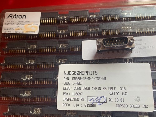 AT-DB600-15-M-C-TGF-NR ASTRON CONN D-SUB 15 POSITION RA MALE - Picture 5 of 7
