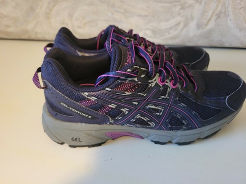 Asics Size 7/38 Gel (Venture 5) Women’s Navy Blue Pink Running Trail ShoesT5N8N