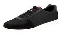 Prada Leder Nylon Downtown Linea Rossa Sneaker 4E3228 Schwarz Neu - 11 45