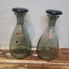 2 Vintage Smokey Richard Sussmuth Bar Decanters Stopper Germany Small Perfume.