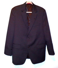 Alfani EXCL 44R lined Suit Coat 100% pure soft wool charcoal silver pinstripe Br