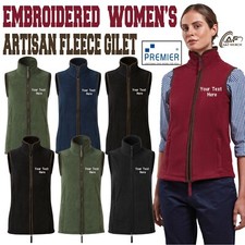 Personalised Embroidered Premier Womens Artisan Fleece Gilet Two Way Zipper