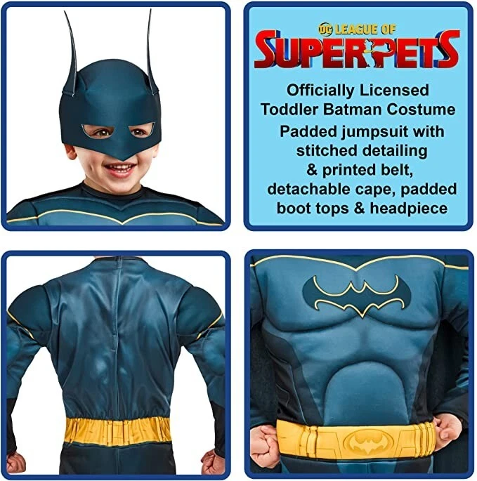 Batman 2T Niño DC Superpets Licenciado Niños Pequeños Vestido Elegante Niños Disfraz NUEVO Foto 4 de 4