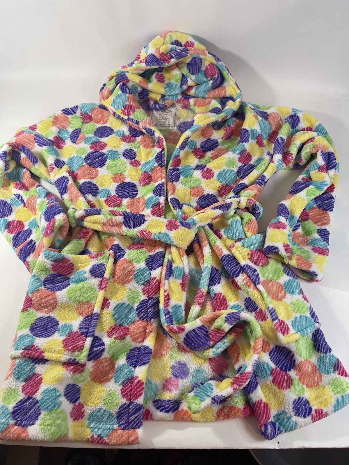 Bath Robe Vanity Dream Academy Sleepwear Hooded Belted One Size Polka Dot