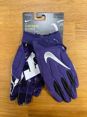 NEW Nike TCU Horned Frogs Team Issued SuperBad Large LG Football Gloves Purple
