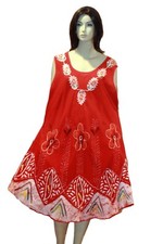 Womens Sundress Umbrella Embroidered Beach Wear 2X  Red