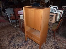 R 1186 Secrétaire en chêne clair vers 1950 1960 Rangement vintage pieds compas