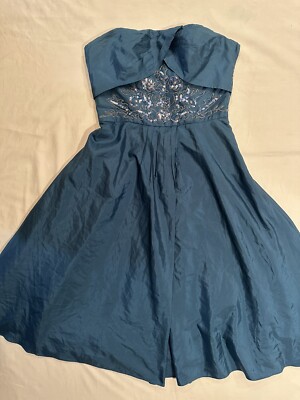 2000s blue dress Vintage 2000s City Triangles Blue Sparkly Midi Dress With A Fairy Hem main image 0