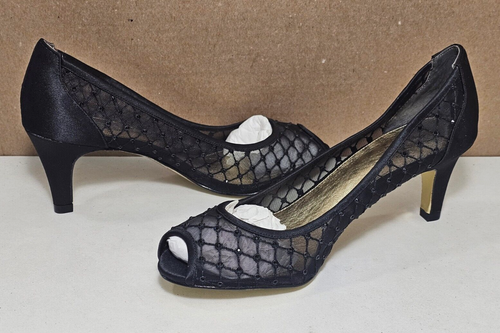 Neu Papell Damenschuhe Größe 8,5 schwarz zehenfrei Ledersohle Pumps Sandale Absatz - Bild 3 von 8