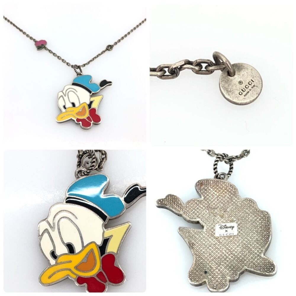Gucci Disney Womens Pendant Necklace Donald Duck Rose AG925