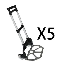 5pcs Black Aluminium Luggage Cart Folding Dolly Push Truck Hand Collapsible