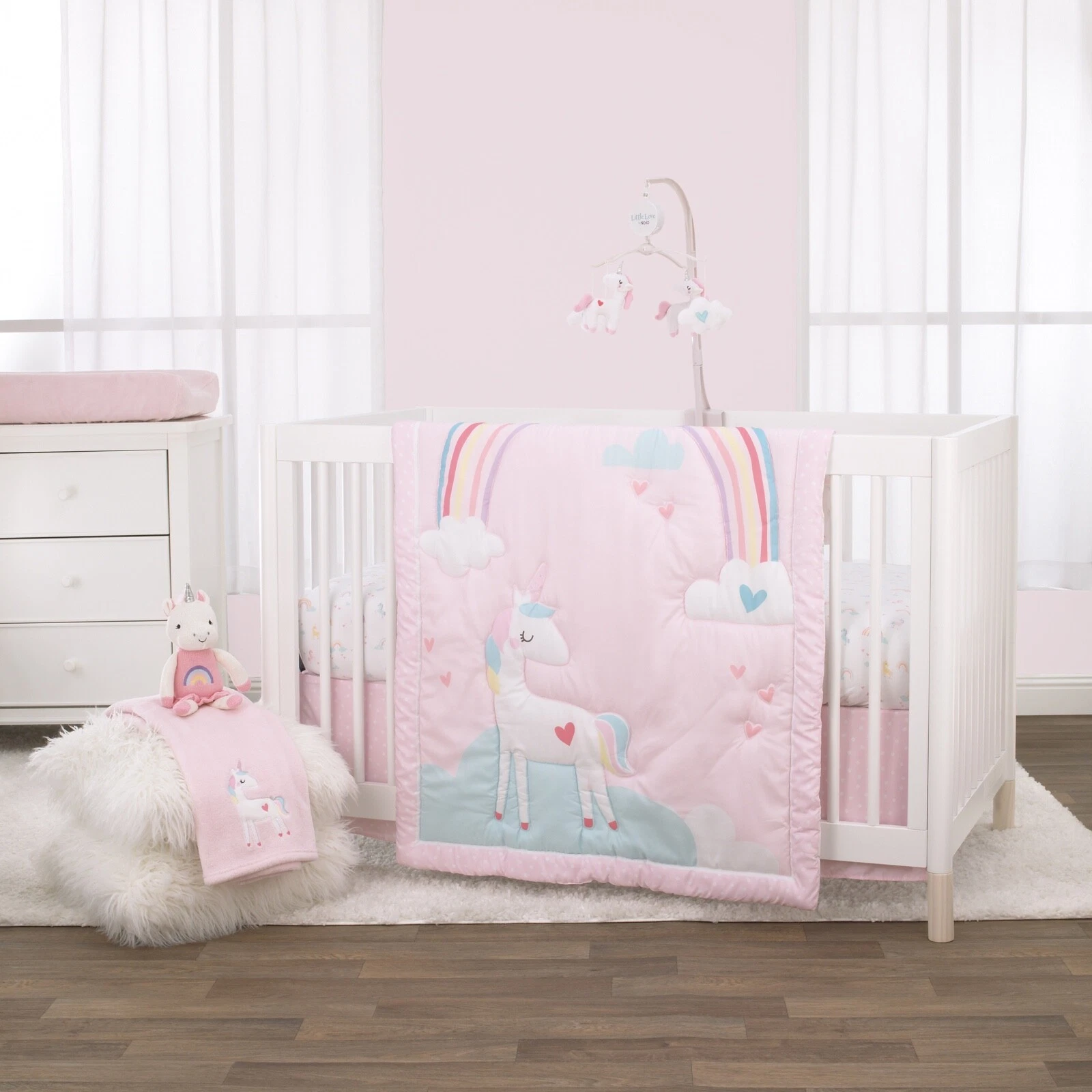 Little Love: Rainbow Unicorn 9pc Crib Set by NoJo