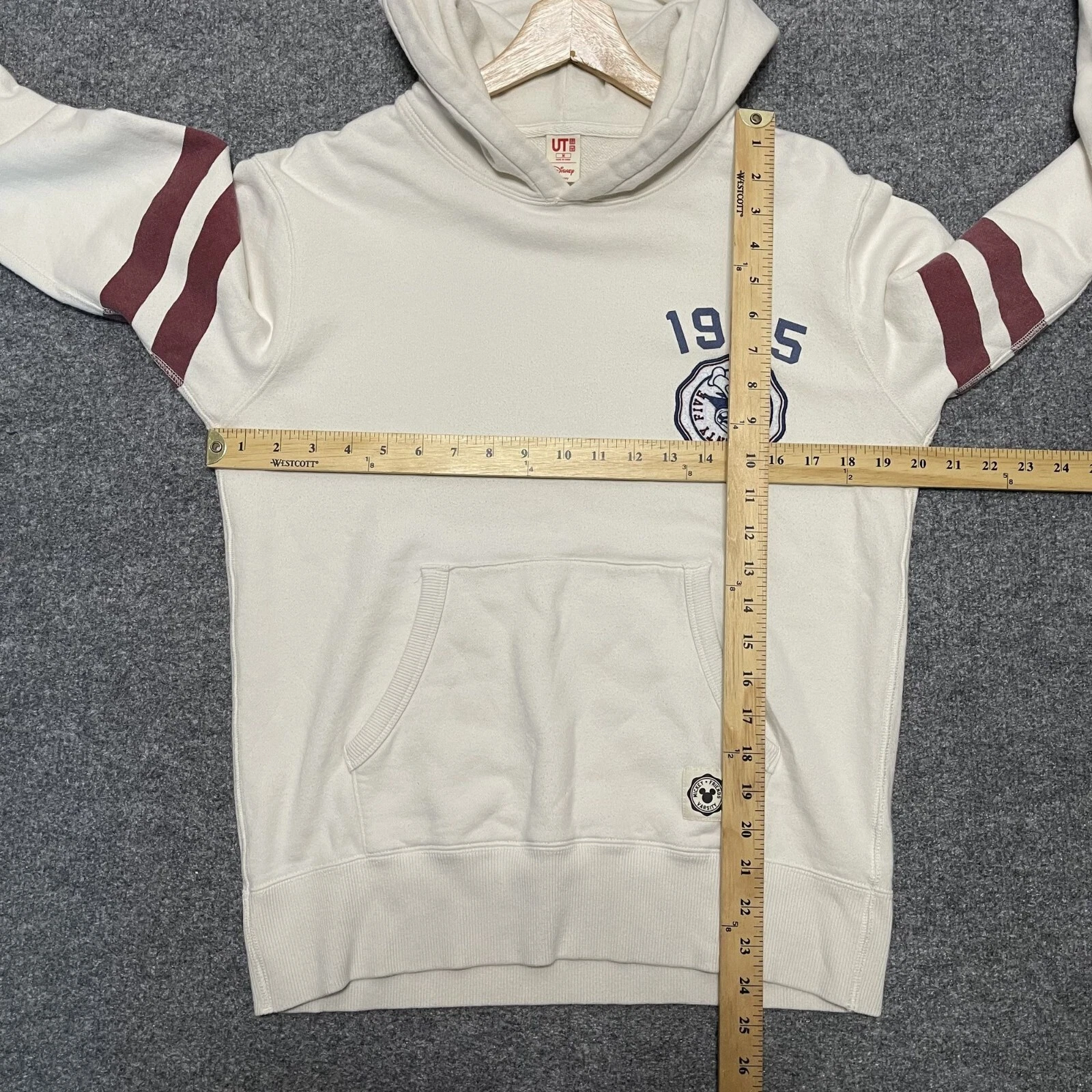 OFF WHITE Felpa con cappuccio Disney X Uniqlo 1925 Topolino e Amici Varsity M bianco sporco panna