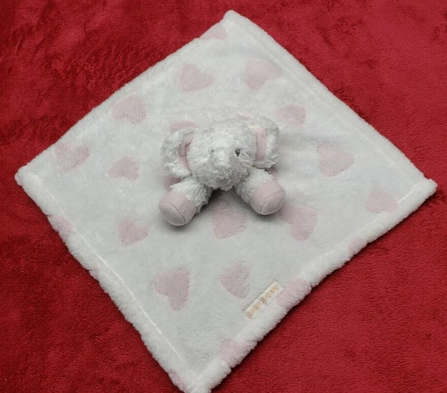 Cobertor de segurança de pelúcia branco e rosa Blankets & Beyond Elephant Lovey Hearts - Imagem 2 de 4