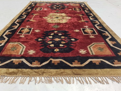 Fine Vintage Traditional Hand Made Oriental Wool Maroon Kilim 240x150cm