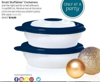 Tupperware Stuffables Set Tupperware Stuffables Bowls Set of Two Navy Blue Seals Sheer Bases New ...