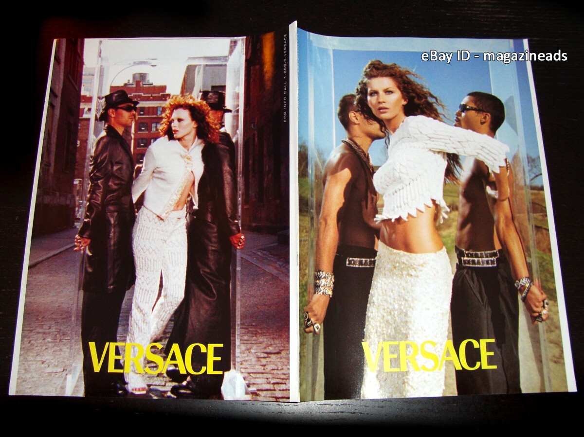 VERSACE 4-Page Magazine PRINT AD Fall 1999 GISELE BUNDCHEN Amber