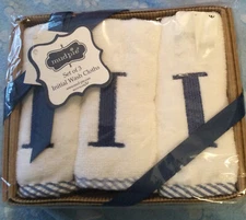 Mud Pie Baby / Kids Initial Wash Cloths NWT Letter” I “Boys Set Of 3