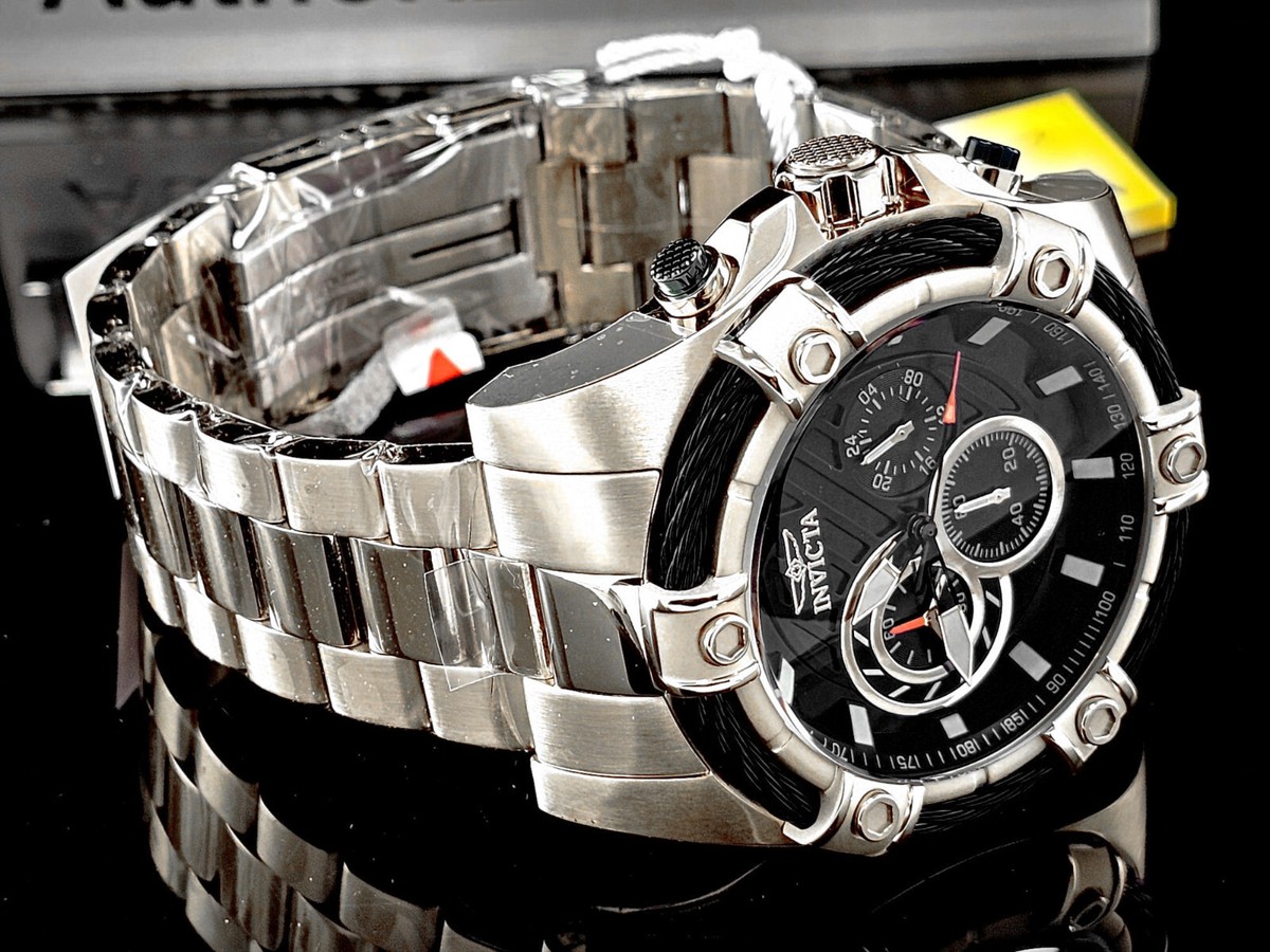 Invicta Bolt 0.0504 Carat Diamond インビクタ New Invicta Men's BOLT 52mm Chronograph Quartz Black Dial SS