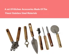 Knife Set, 7-Piece Kitchen Knife Set with Block Wooden Stainless Steel 100%NEW