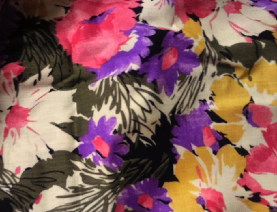 Bright Flowers On Cotton Material By Omega 58 X 192 Inches - Image 2 of 4