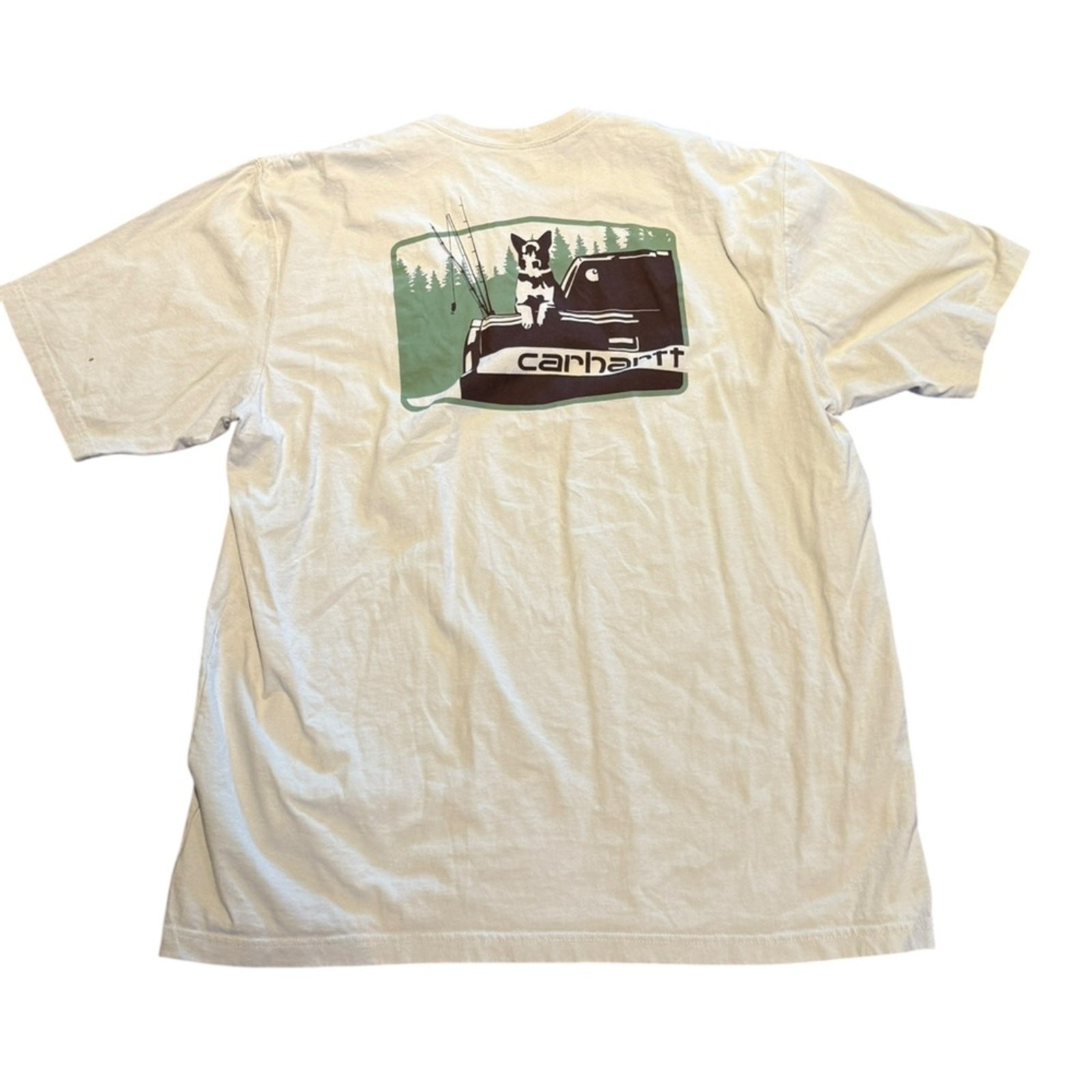 Carhartt Mens XL Tall Loose Fit Cream Graphic T-Shirt