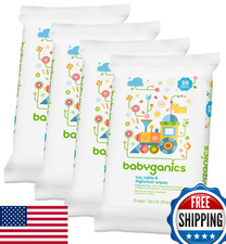 Babyganics Toy, Table & Highchair Wipes - 4x 25 Ct Packs - Plant-Based Cleaning