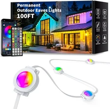 100FT Permanent Outdoor Lights Waterproof, Smart RGB Eaves Lights with App/Remot