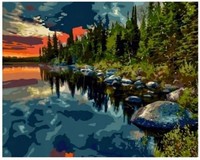 Diamantmosaik-Stickerei „See Und Wald“, 30 X 40 Cm