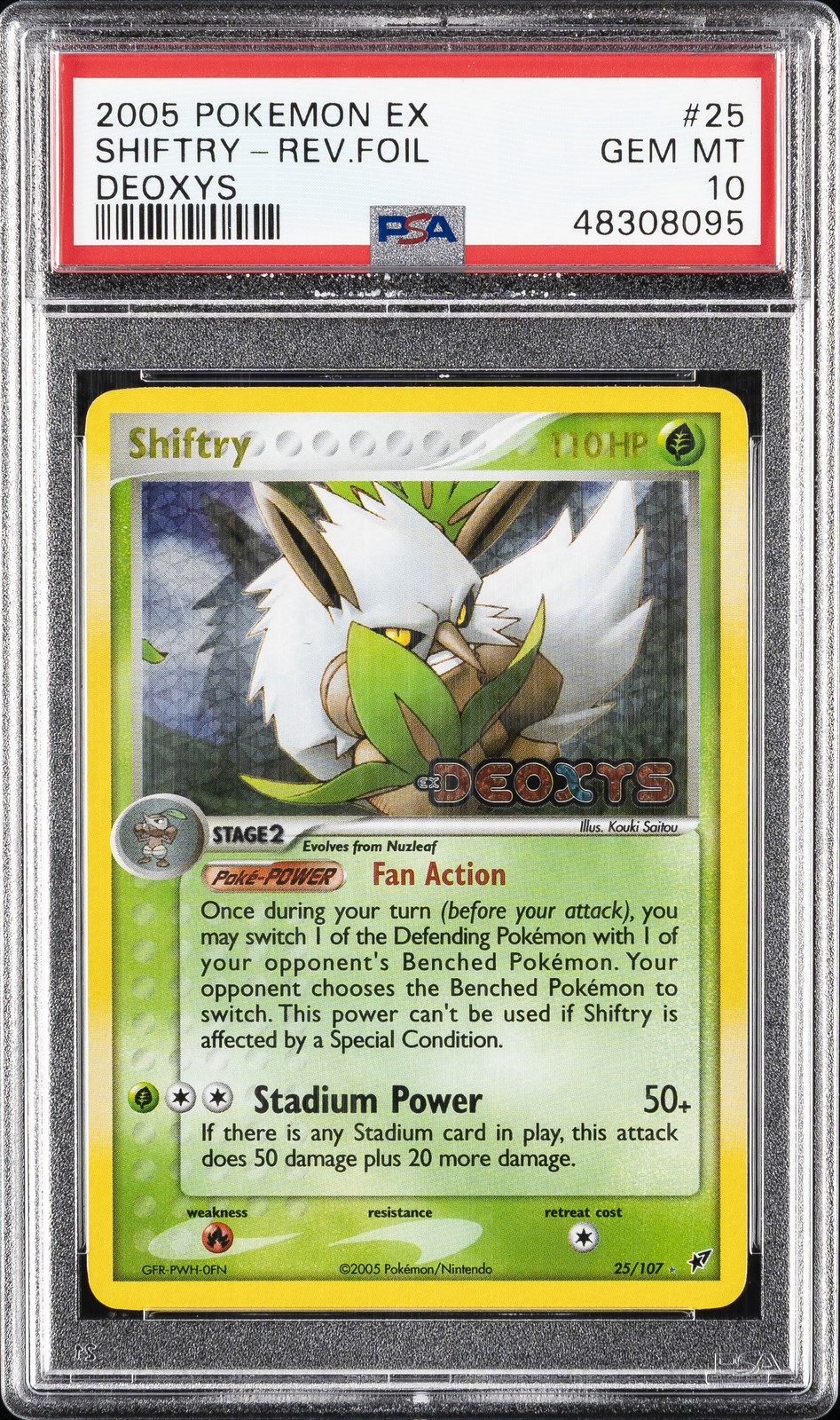 2005 POKEMON EX DEOXYS #25 SHIFTRY-REVERSE FOIL PSA 10