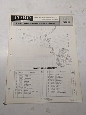 #ad TORO PARTS CATALOG LIST BOOK MANUAL 8HP LAWN TRACTOR 55003 55051 1969 $10.99
