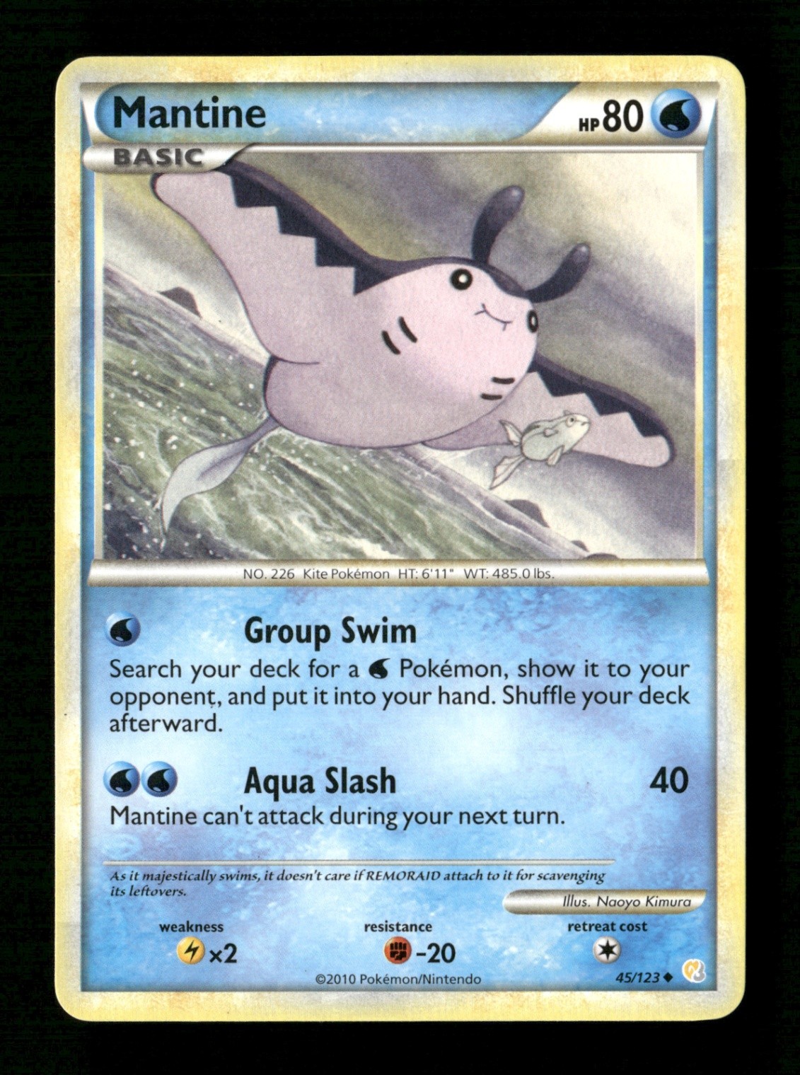 Mantine 45/123 Non Holo Uncommon HeartGold SoulSilver LP Pokemon