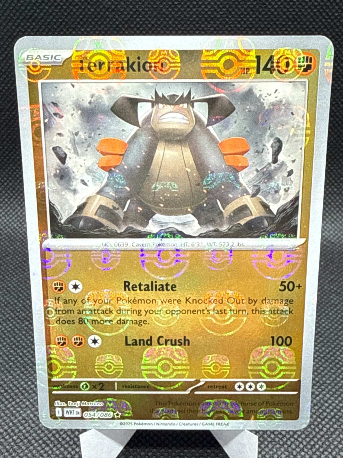 Pokemon Terrakion 054/086 Master Ball Reverse HOLO White Flare Card ENGLISH NM
